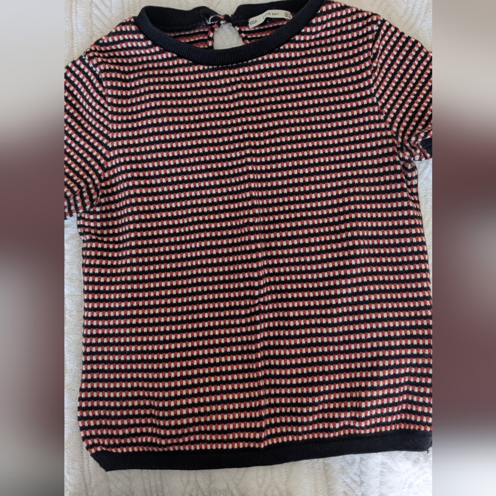 Zara Striped Black and Red Top